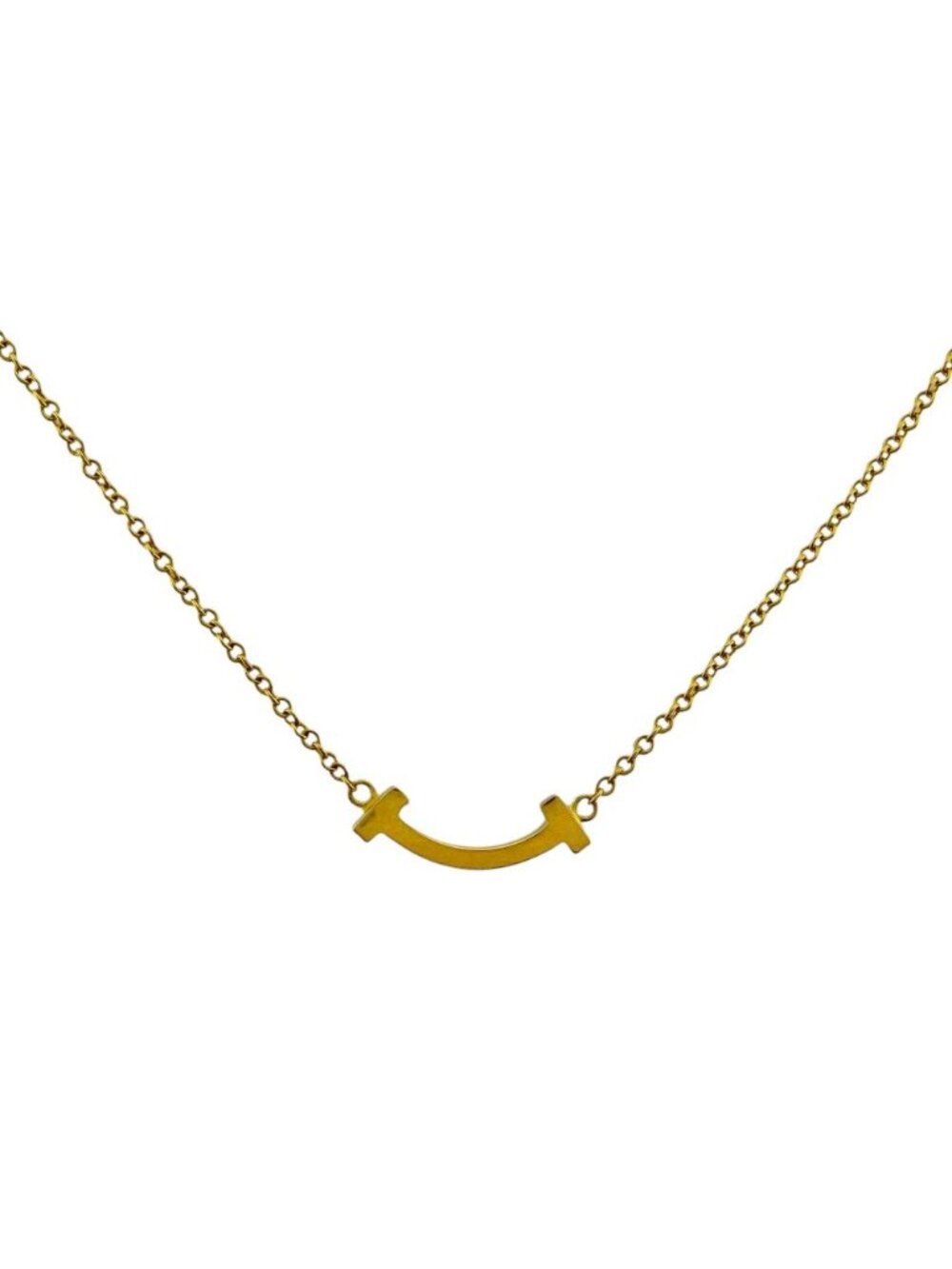 Tiffany & Co T Smile Necklace 18k Yellow Gold